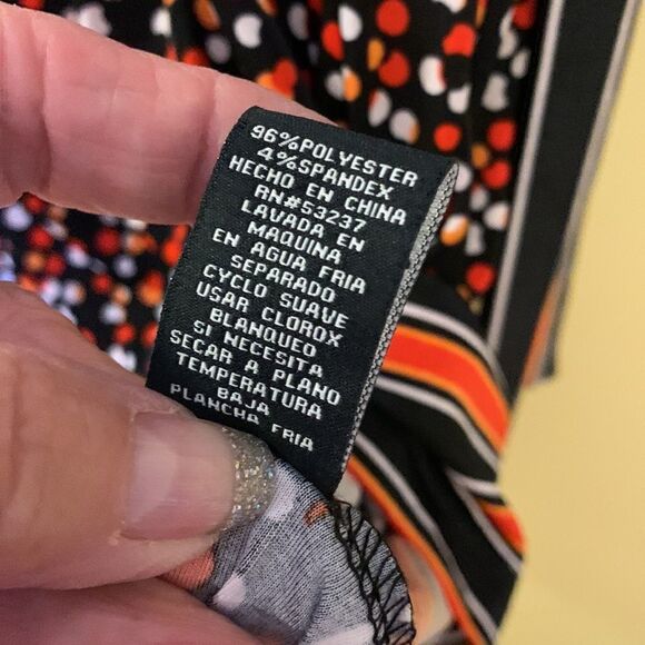 Mlle Gabrielle Large belted dress polkadot with strip at v-neck & around bottom - Picture 6 of 8